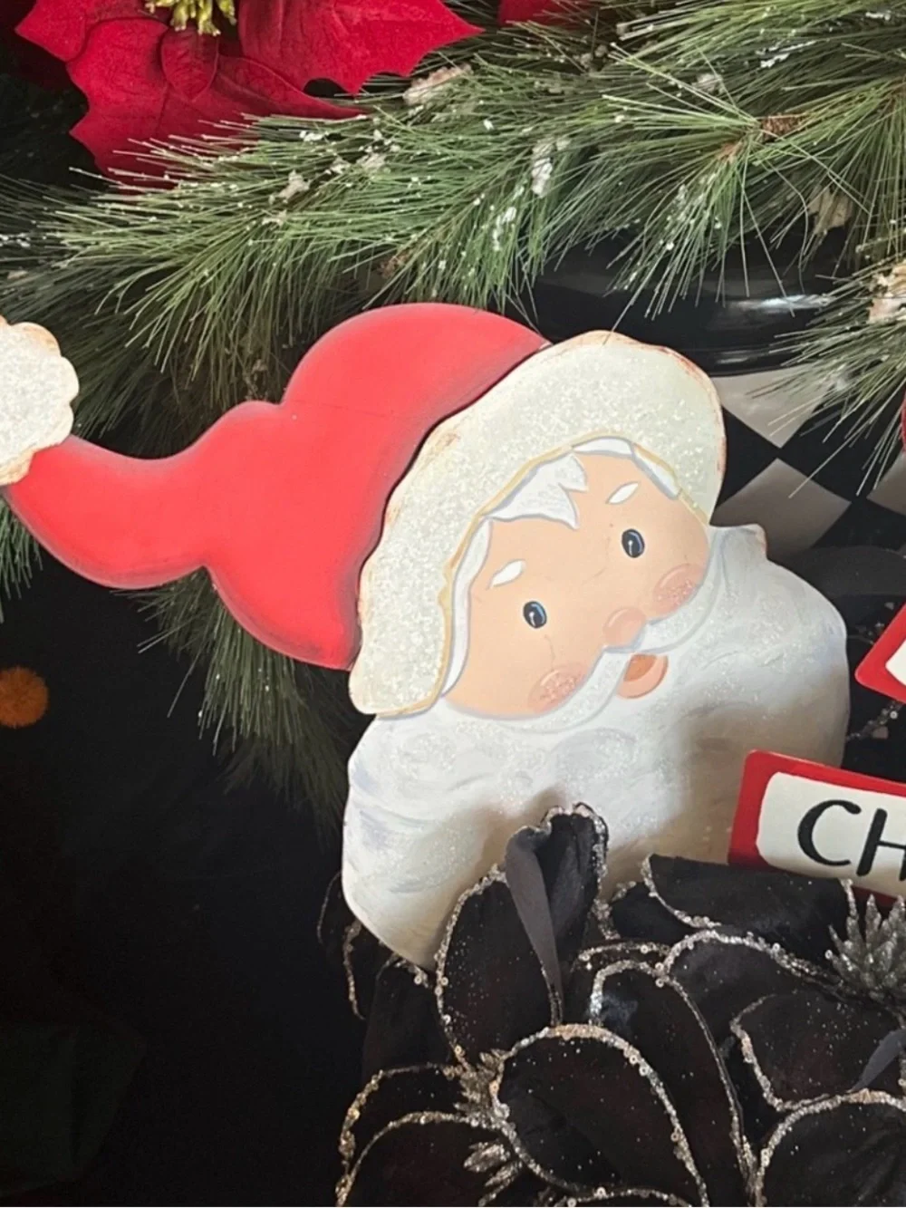 Classic Santa Holiday Metal Yard Stake - Red & White Christmas Decor
